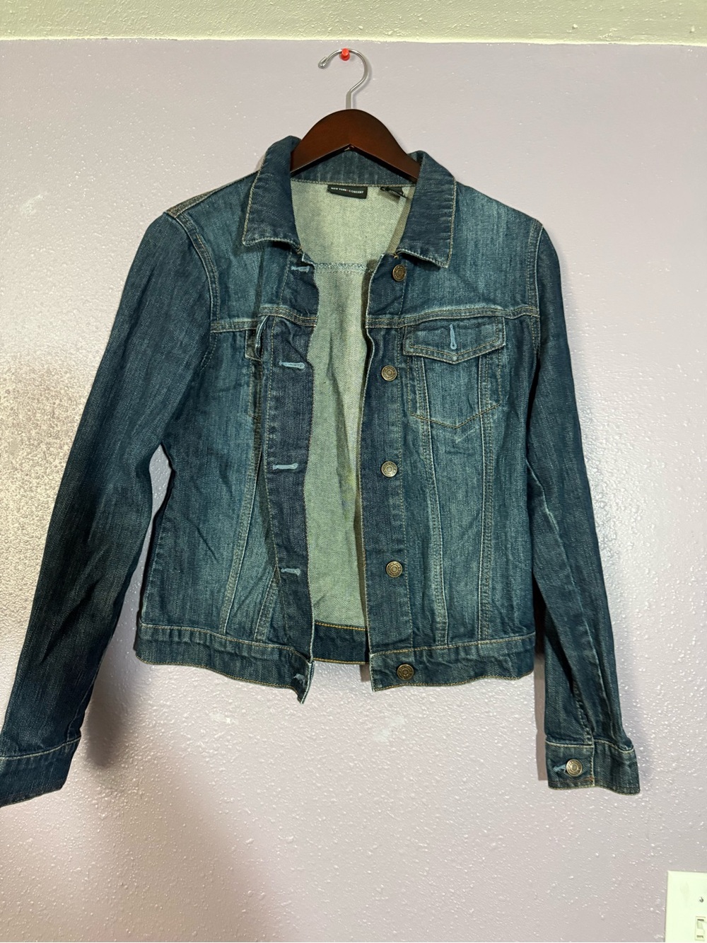 New York & Company Dark Blue Denim Jacket